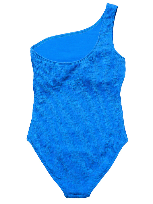 Womens Marine Blue One Shoulder Swimsuit