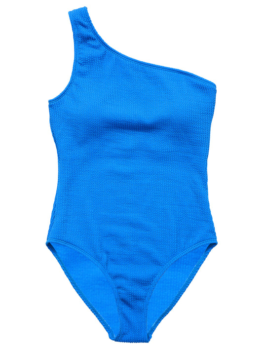 Womens Marine Blue One Shoulder Swimsuit