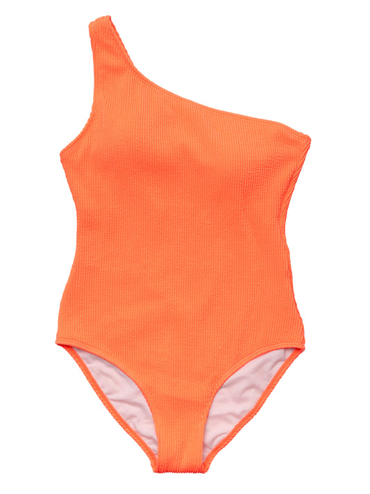 Ladies Tangerine One Shoulder Swimsuit