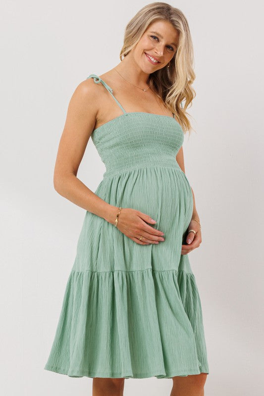 Smocking Tube Top Maternity Dress