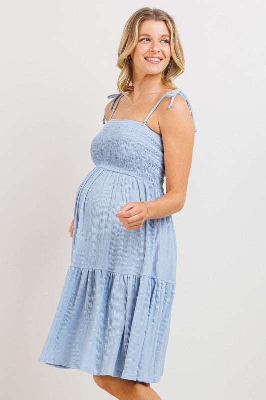 Smocking Tube Top Maternity Dress