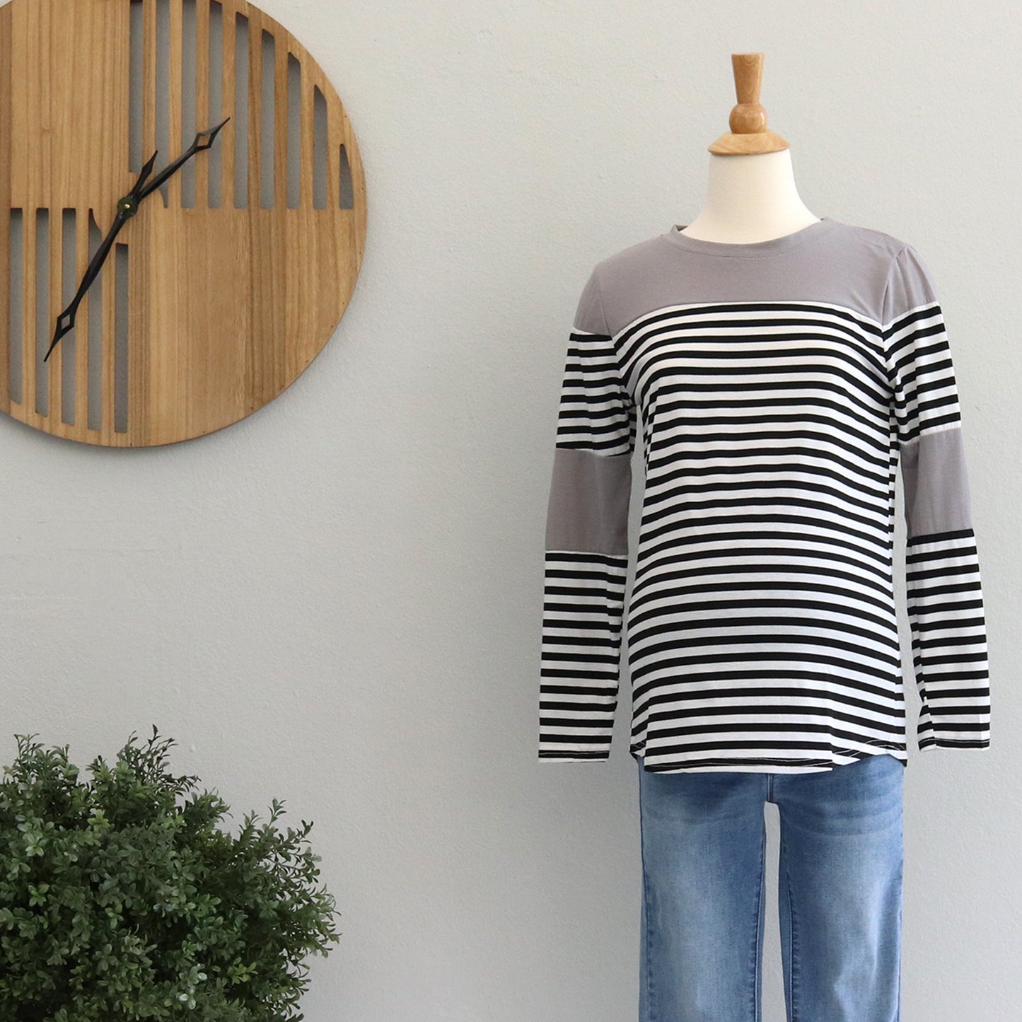 Maternity Fashion Stripe Long Sleeve Top