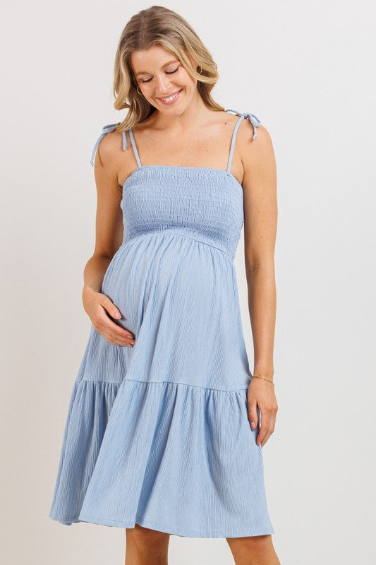 Smocking Tube Top Maternity Dress