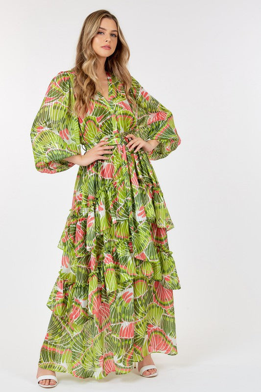 Print Layered Max Dress