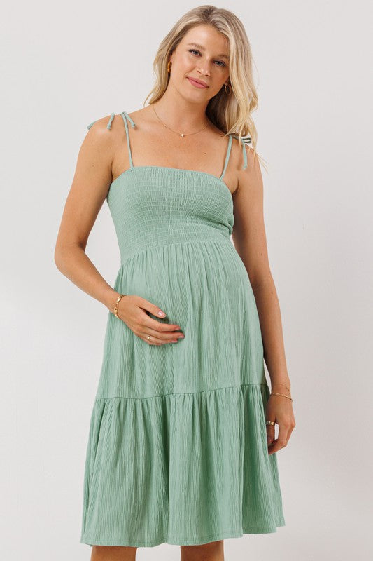 Smocking Tube Top Maternity Dress